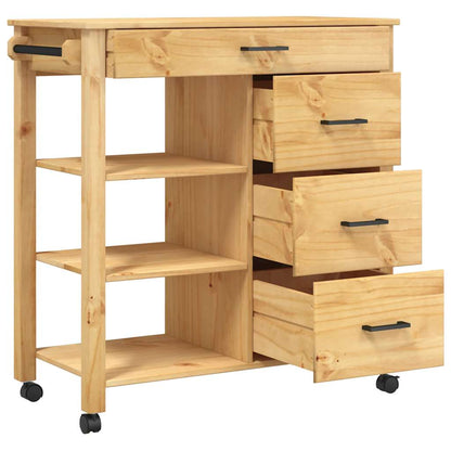 Kitchen Trolley MONZA 84x40x88.5 cm Solid Wood Pine