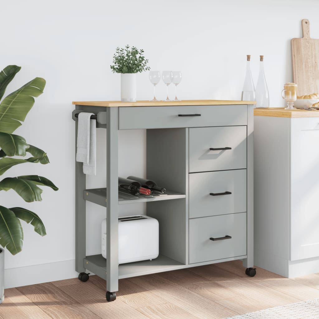 Kitchen Trolley MONZA 84x40x88.5 cm Solid Wood Pine