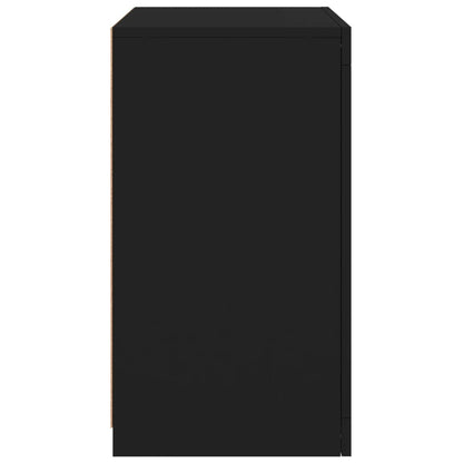Side Cabinet with LED Lights Black Engineered Wood