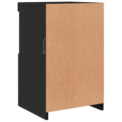 Side Cabinet with LED Lights Black Engineered Wood