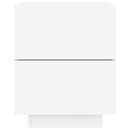 Bedside Cabinets with LED Lights 2 pcs White Engineered Wood