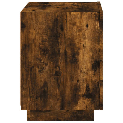 Bedside Cabinet with LED Lights Smoked Oak Engineered Wood