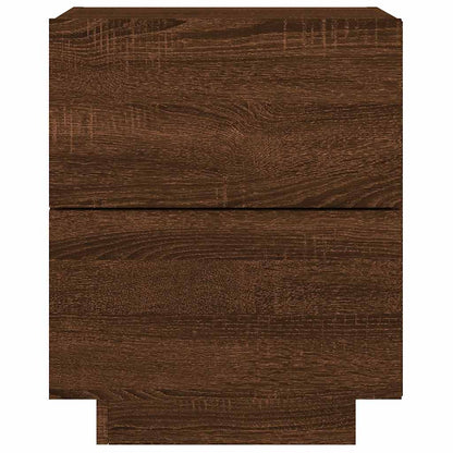 Bedside Cabinets with LED Lights 2 pcs Brown Oak Engineered Wood