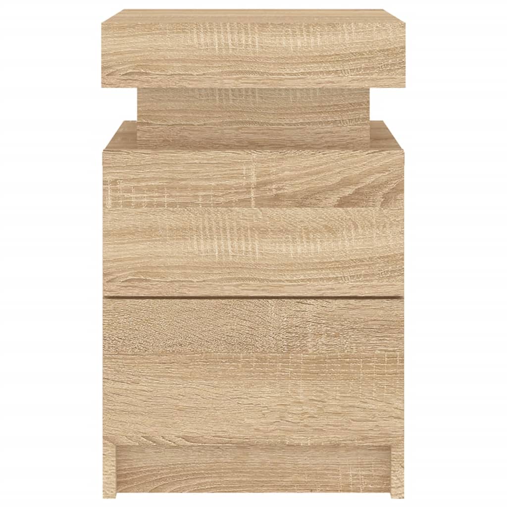 Bedside Cabinets with LED Lights 2 pcs Sonoma Oak 35x39x55 cm