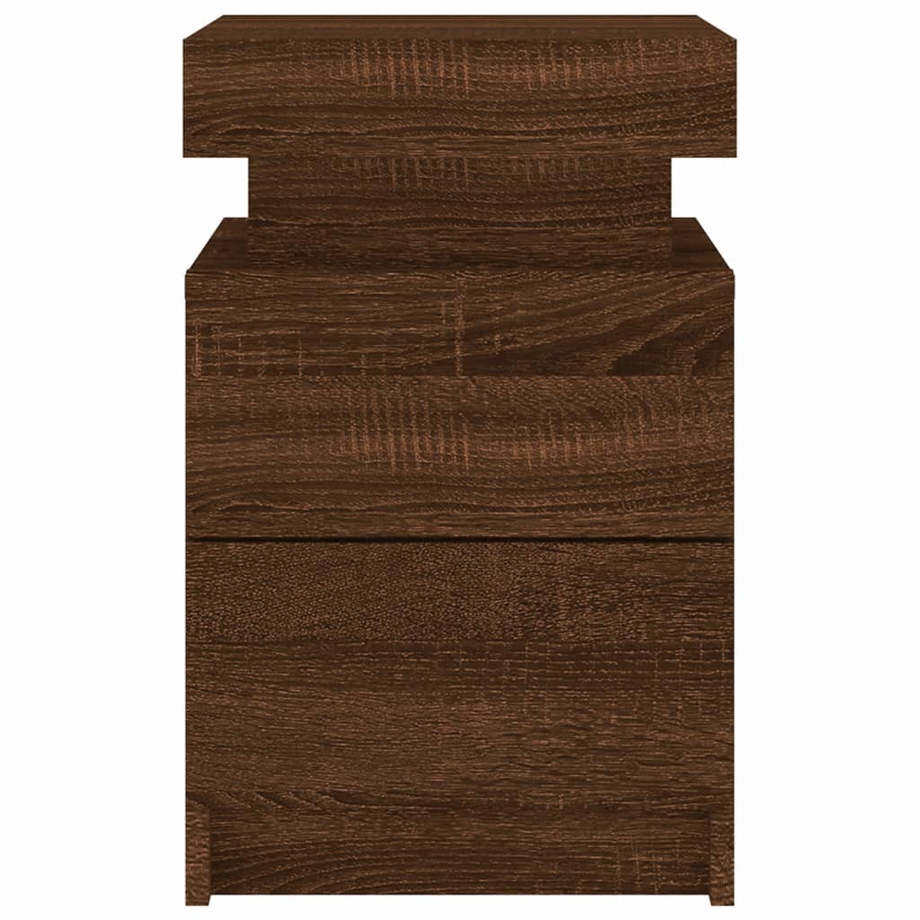 Bedside Cabinets with LED Lights 2 pcs Brown Oak 35x39x55 cm