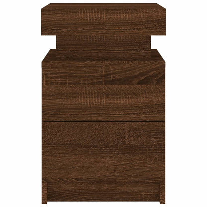 Bedside Cabinets with LED Lights 2 pcs Brown Oak 35x39x55 cm