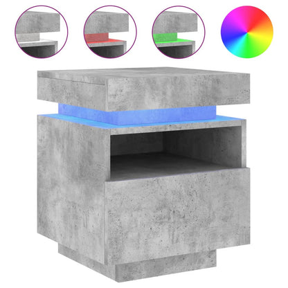 Bedside Cabinet with LED Lights Concrete Grey 40x39x48.5 cm