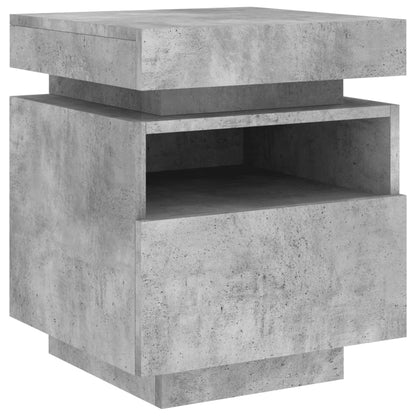 Bedside Cabinet with LED Lights Concrete Grey 40x39x48.5 cm