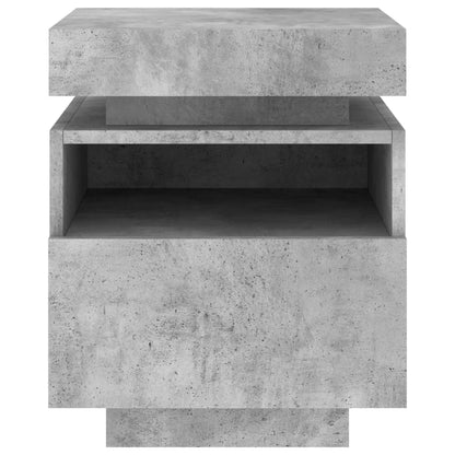 Bedside Cabinet with LED Lights Concrete Grey 40x39x48.5 cm