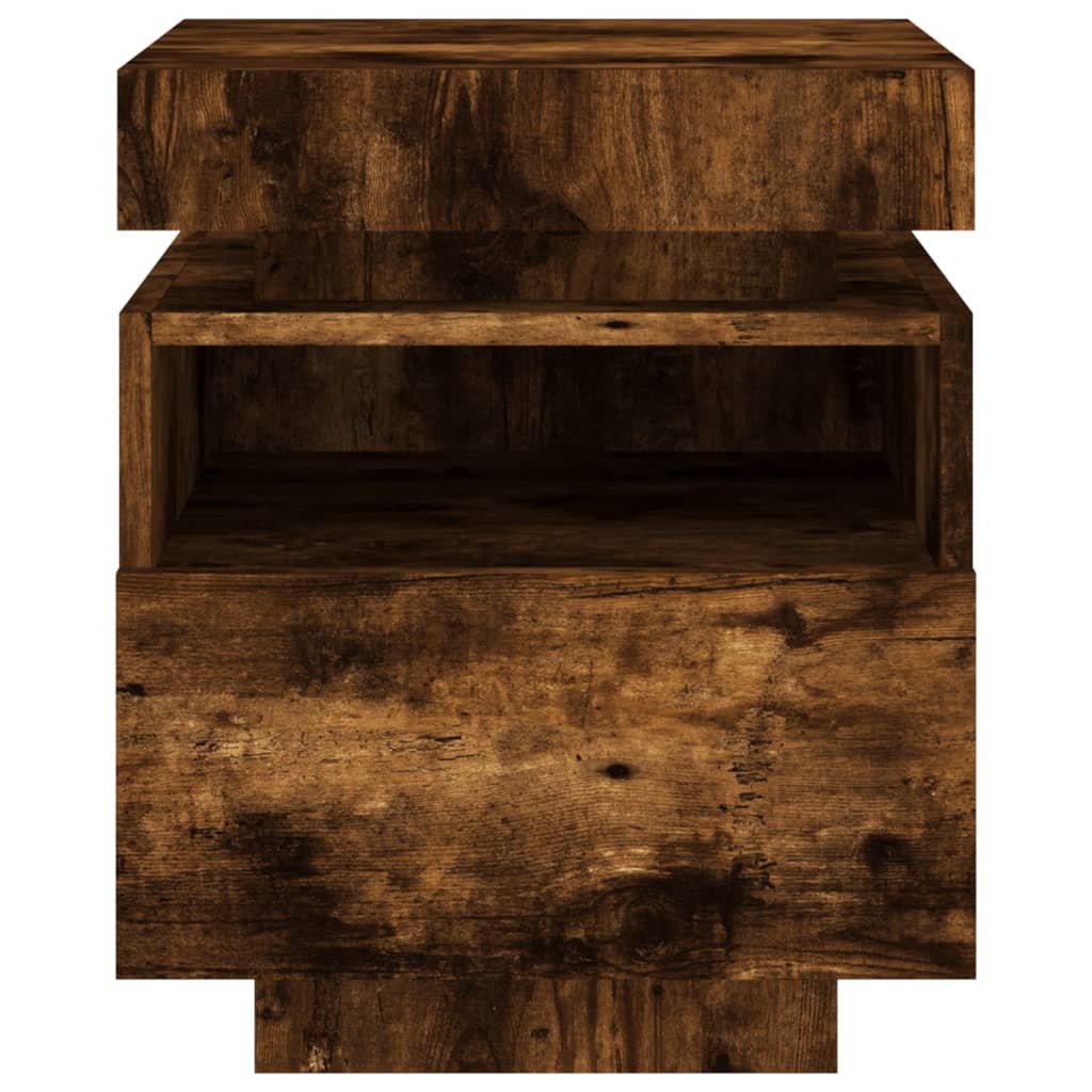 Bedside Cabinets with LED Lights 2 pcs Smoked Oak 40x39x48.5 cm
