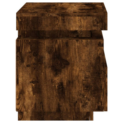 Bedside Cabinets with LED Lights 2 pcs Smoked Oak 40x39x48.5 cm