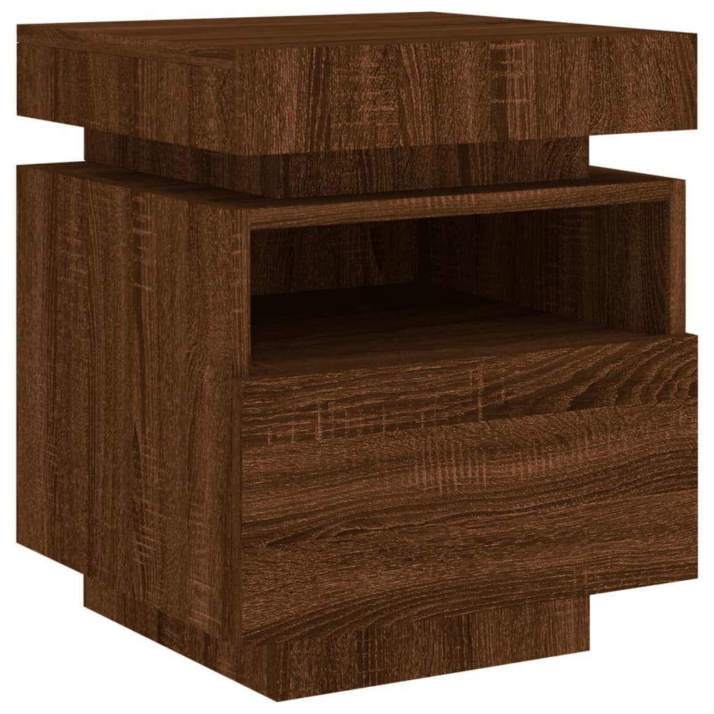 Bedside Cabinets with LED Lights 2 pcs Brown Oak 40x39x48.5 cm