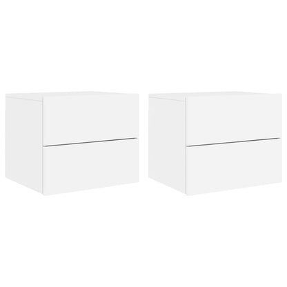 Wall-mounted Bedside Cabinets with LED Lights 2 pcs White