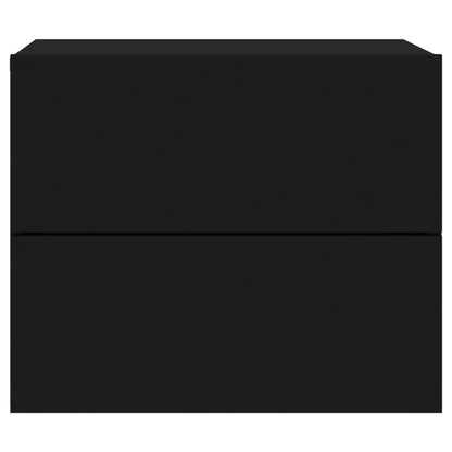 Wall-mounted Bedside Cabinet with LED Lights Black