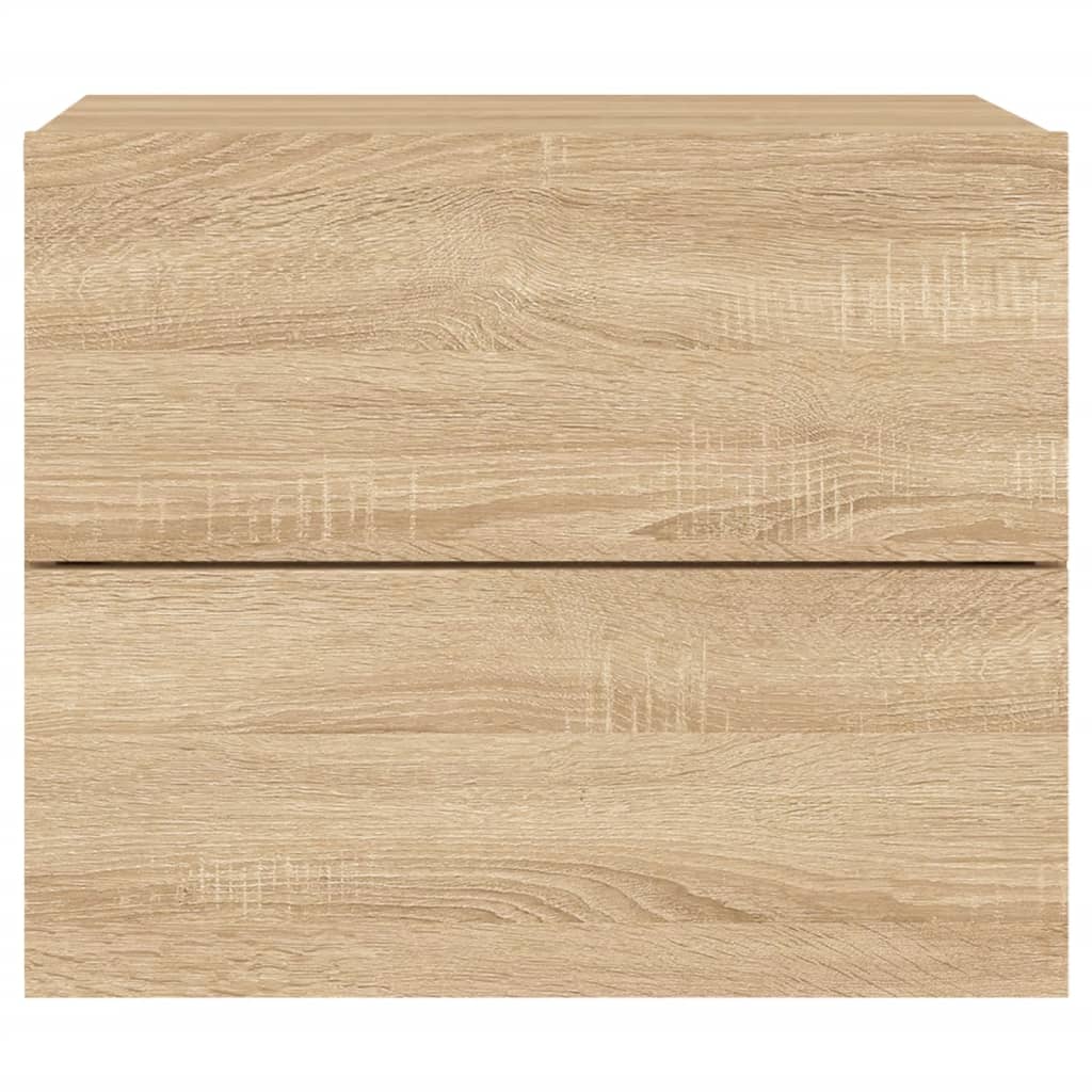 Wall-mounted Bedside Cabinet with LED Lights Sonoma Oak