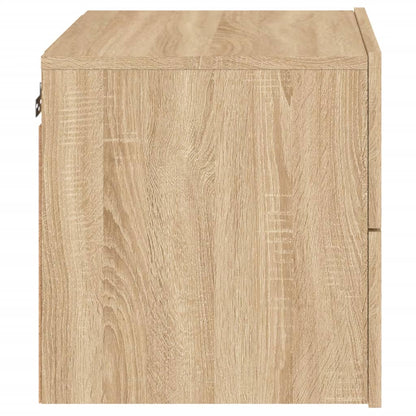 Wall-mounted Bedside Cabinet with LED Lights Sonoma Oak