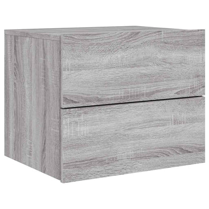 Wall-mounted Bedside Cabinet with LED Lights Grey Sonoma