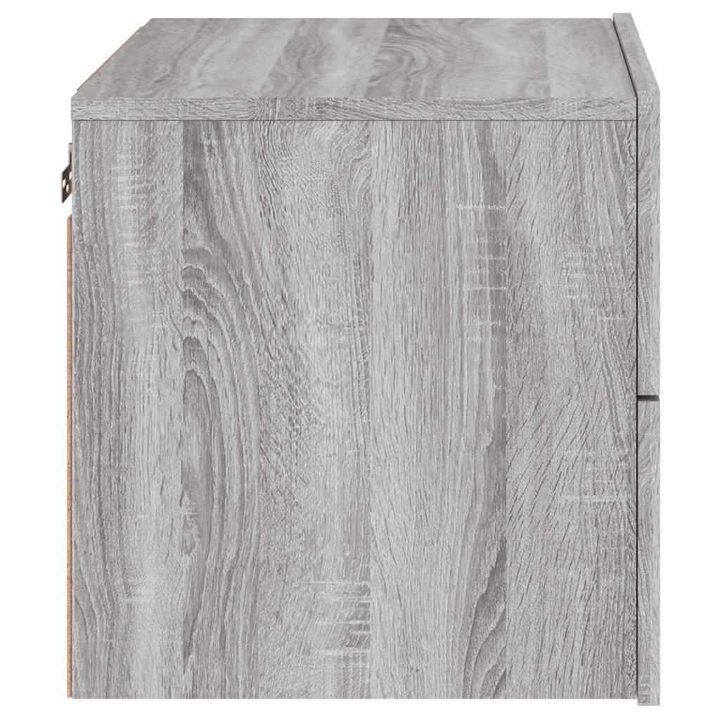 Wall-mounted Bedside Cabinet with LED Lights Grey Sonoma