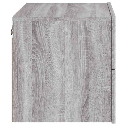 Wall-mounted Bedside Cabinet with LED Lights Grey Sonoma