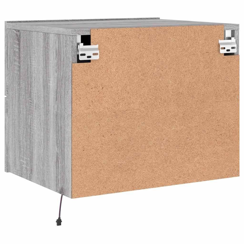 Wall-mounted Bedside Cabinet with LED Lights Grey Sonoma