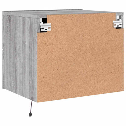 Wall-mounted Bedside Cabinet with LED Lights Grey Sonoma
