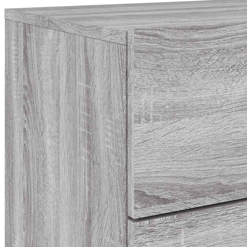 Wall-mounted Bedside Cabinet with LED Lights Grey Sonoma