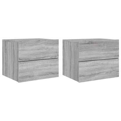 Wall-mounted Bedside Cabinets with LED Lights 2 pcs Grey Sonoma