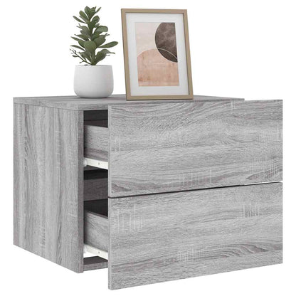 Wall-mounted Bedside Cabinets with LED Lights 2 pcs Grey Sonoma