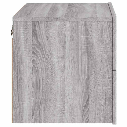 Wall-mounted Bedside Cabinets with LED Lights 2 pcs Grey Sonoma