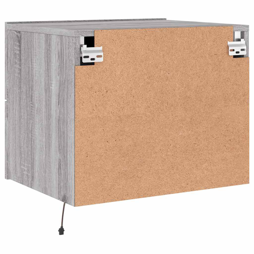 Wall-mounted Bedside Cabinets with LED Lights 2 pcs Grey Sonoma