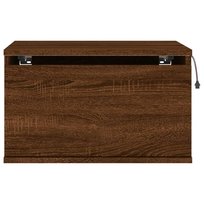 Wall-mounted Bedside Cabinet with LED Lights Brown Oak