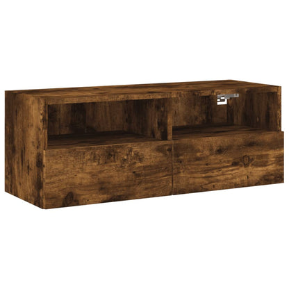 TV Wall Cabinet Smoked Oak 80x30x30 cm Engineered Wood