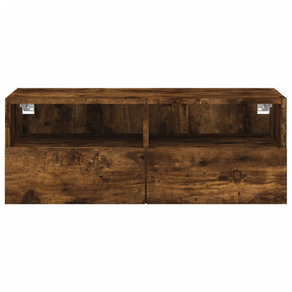 TV Wall Cabinet Smoked Oak 80x30x30 cm Engineered Wood