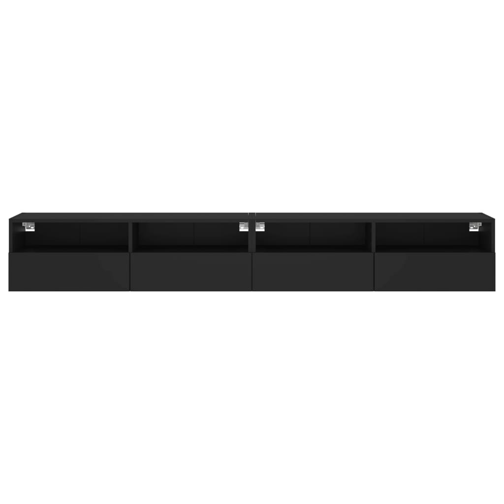 TV Wall Cabinets 2 pcs Black 100x30x30 cm Engineered Wood