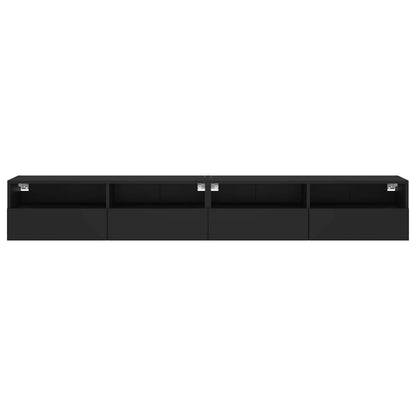 TV Wall Cabinets 2 pcs Black 100x30x30 cm Engineered Wood