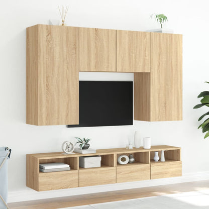 TV Wall Cabinets 2 pcs Sonoma Oak 100x30x30 cm Engineered Wood