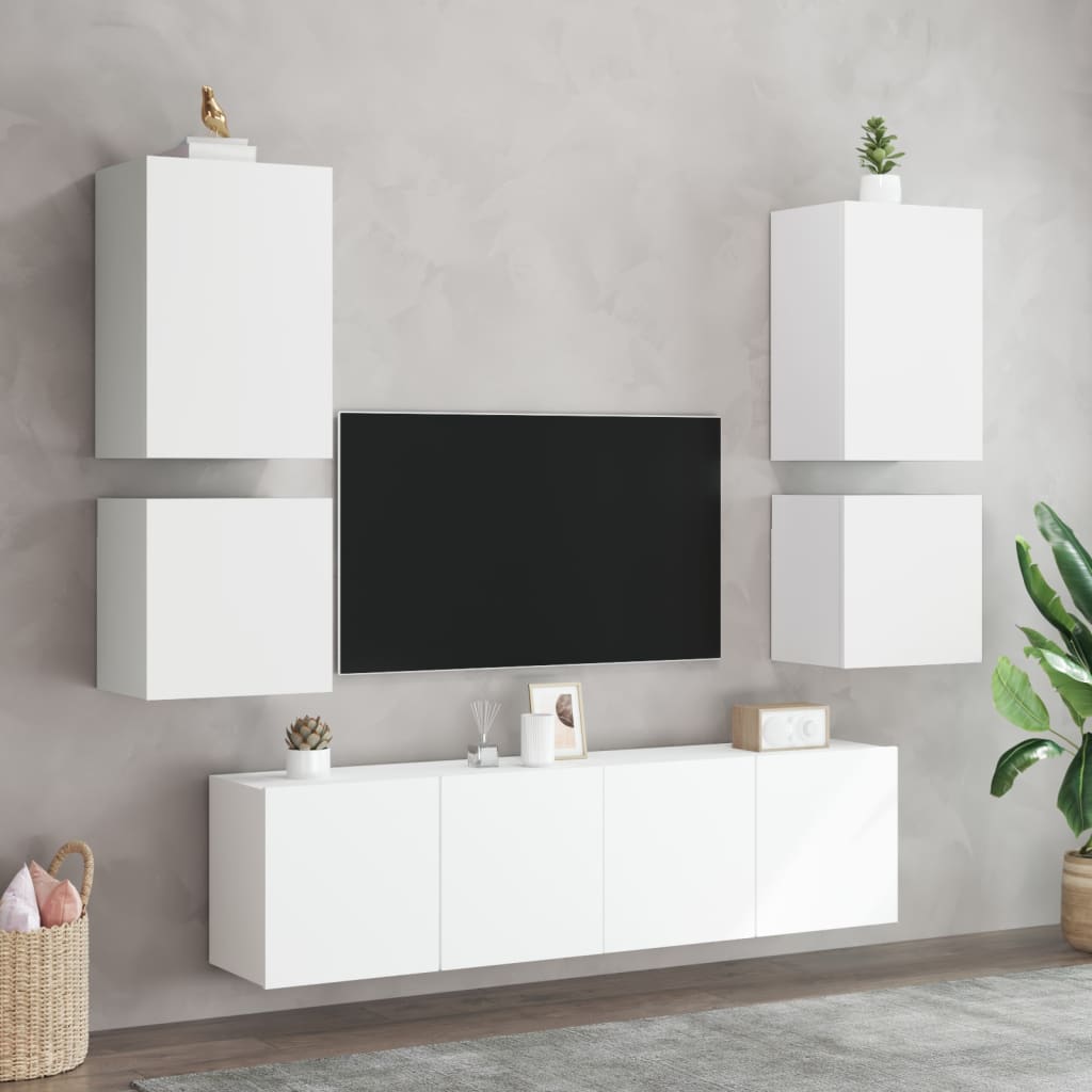 TV Wall Cabinets 2 pcs White 40.5x30x40 cm Engineered Wood