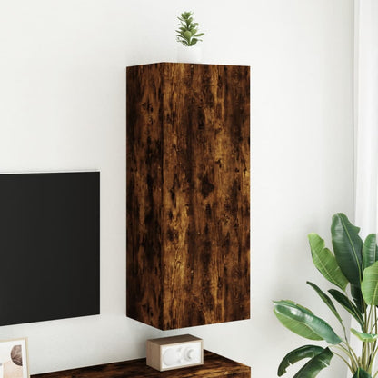 TV Wall Cabinet Smoked Oak 40.5x30x102 cm Engineered Wood