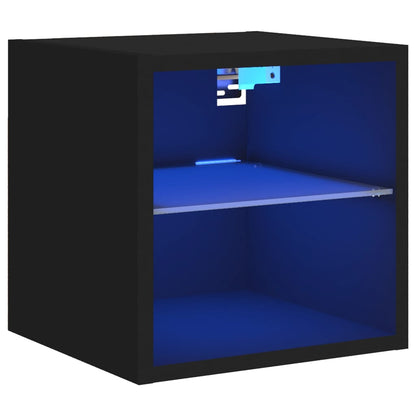 TV Wall Cabinet with LED Lights Black 30x28.5x30 cm