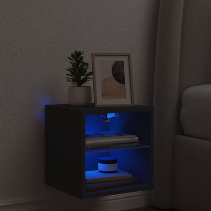 TV Wall Cabinet with LED Lights Black 30x28.5x30 cm
