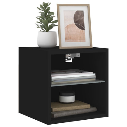 TV Wall Cabinet with LED Lights Black 30x28.5x30 cm