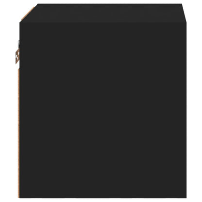 TV Wall Cabinet with LED Lights Black 30x28.5x30 cm