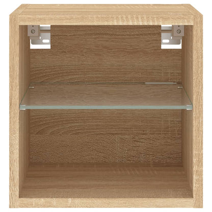 TV Wall Cabinets with LED Lights 2 pcs Sonoma Oak 30x28.5x30 cm