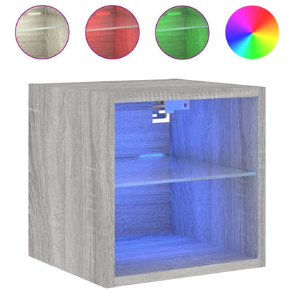 TV Wall Cabinets with LED Lights 2 pcs Grey Sonoma 30x28.5x30 cm