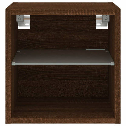 TV Wall Cabinet with LED Lights Brown Oak 30x28.5x30 cm