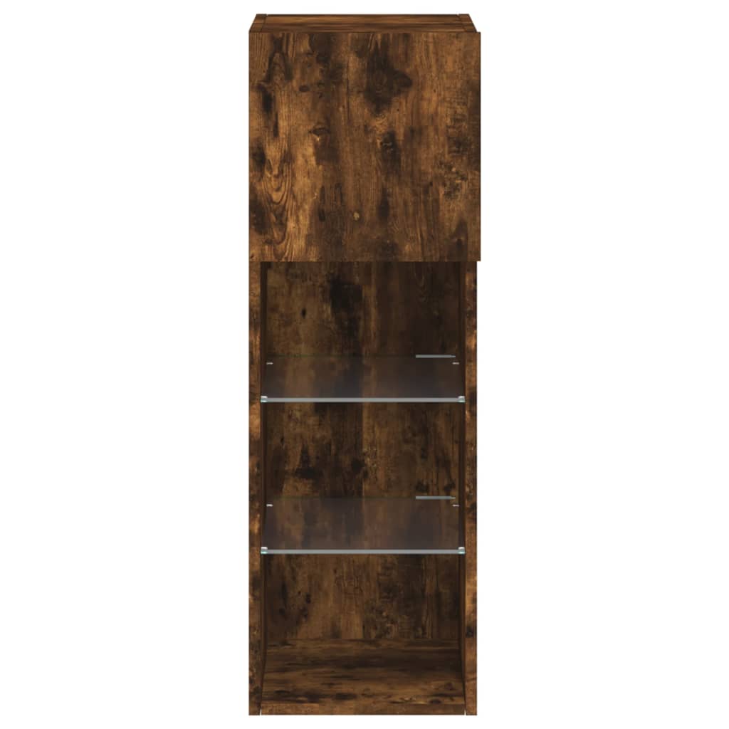 TV Cabinet with LED Lights Smoked Oak 30.5x30x90 cm