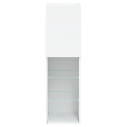 TV Cabinets with LED Lights 2 pcs White 30.5x30x102 cm