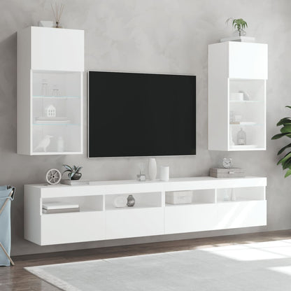TV Cabinet with LED Lights White 40.5x30x90 cm
