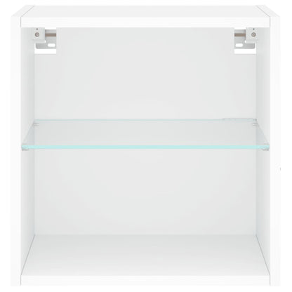 Bedside Cabinet with LED Lights Wall-mounted White