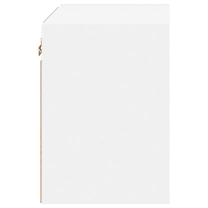 Bedside Cabinet with LED Lights Wall-mounted White